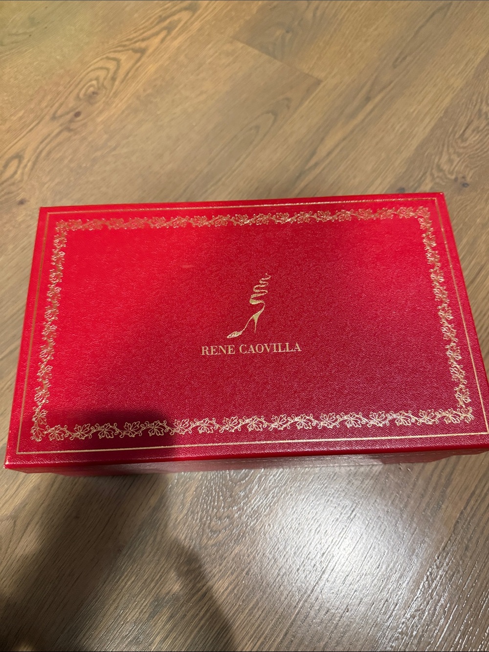 Rene Caovilla Red and Gold Shoe Box